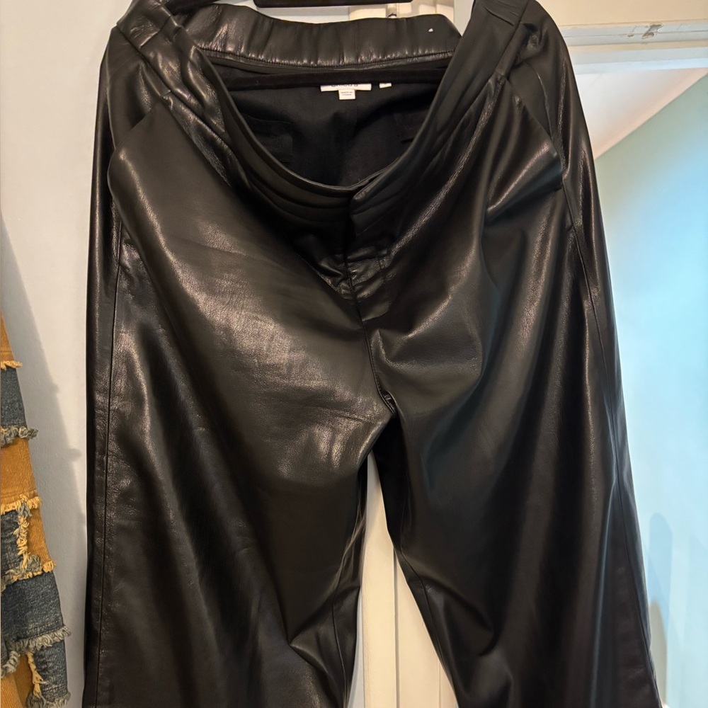 Chico's Black Leather-Style Trousers